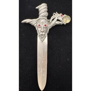 Dragon Sword Pewter Pin Medieval Gothic Vintage JJ Jonette Fantasy